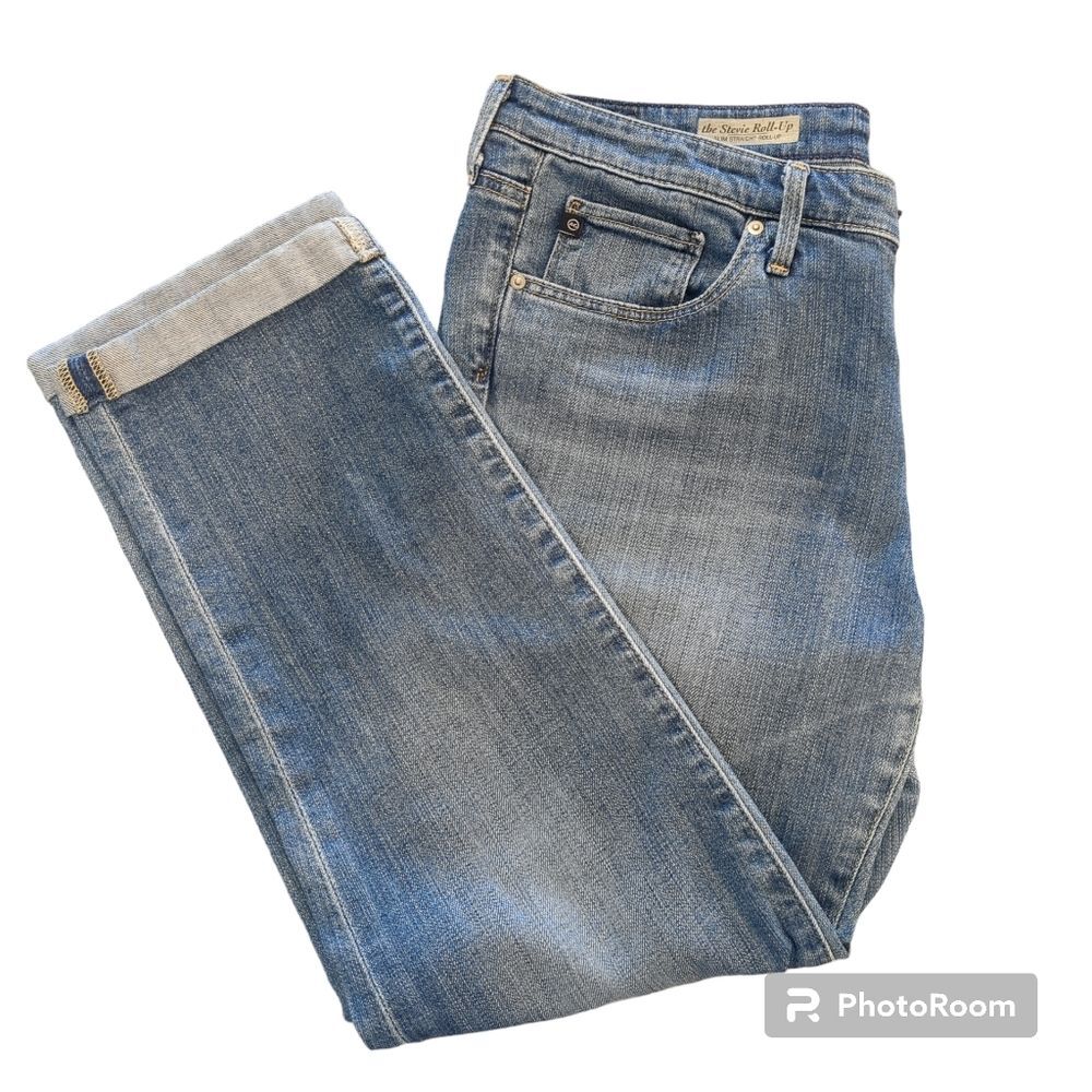 AG Adriano Goldschmied Womens Jeans Size 31 Stevie Roll-Up, Straight Leg